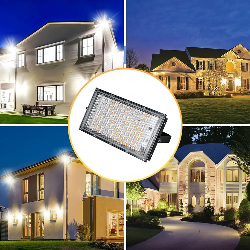 100W Garden LED Lights Outdoor Spotlight Reflector Floodlight IP65 Waterproof Wall Lamp For Exterior Lighting LED Street Lamp