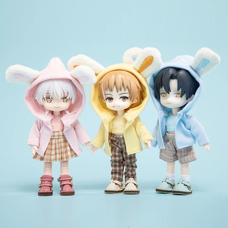 Suki Kawaii Obitsu Dolls Rabbit Hoodies Ob11 Doll Clothes With Bunny Cat Ears For Penny, Ob11,Ymy,Ddf,Gsc,Body9 1/12 Bjd Doll