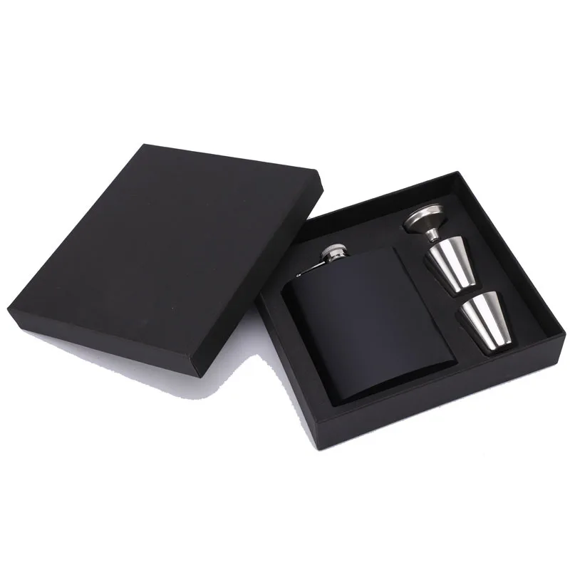 7oz Portable Flagon Hip Flask set black EVA with cup for Whiskey Vodka Wine Pot Alcohol outdoor gift box Drinking Bottle tools