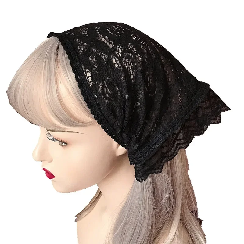 Lolita Lace Head Scarf Hair Band Black Triangle Headdress Women Girl Hair Accessories Headscarf