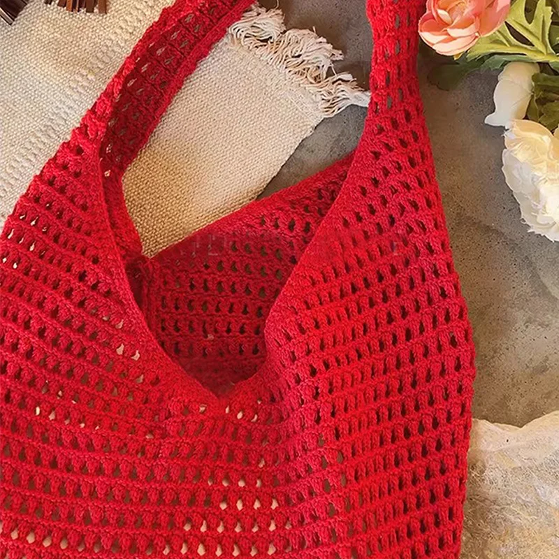 Kreative große Kapazität Umhängetaschen lässig einfache Handtaschen Vintage multifunktionale gewebte Einkaufstasche Strandtasche – Detail 3