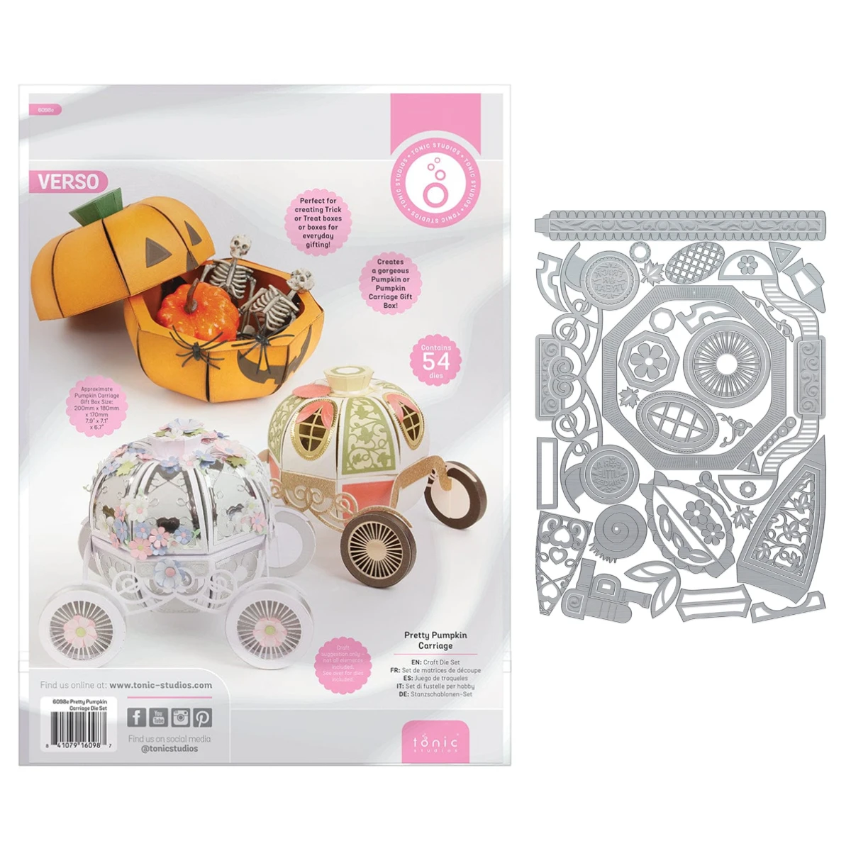Tonic Festliche Weihnachts- und Halloween-Kürbiskutschen-Geschenkbox Metall-Stanzformen Stempel DIY Scrapbooking Prägung Bastelzubehör