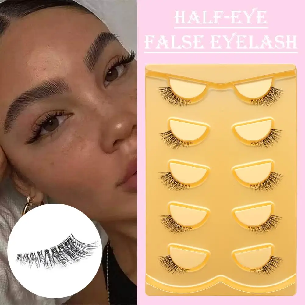 5 Pairs of Fashion 3D False Eyelashes Short Fake Eyelashes Salon Girls Fluffy Lightweight DIY Women Eyelashes Use Beauty Fa Q3V3