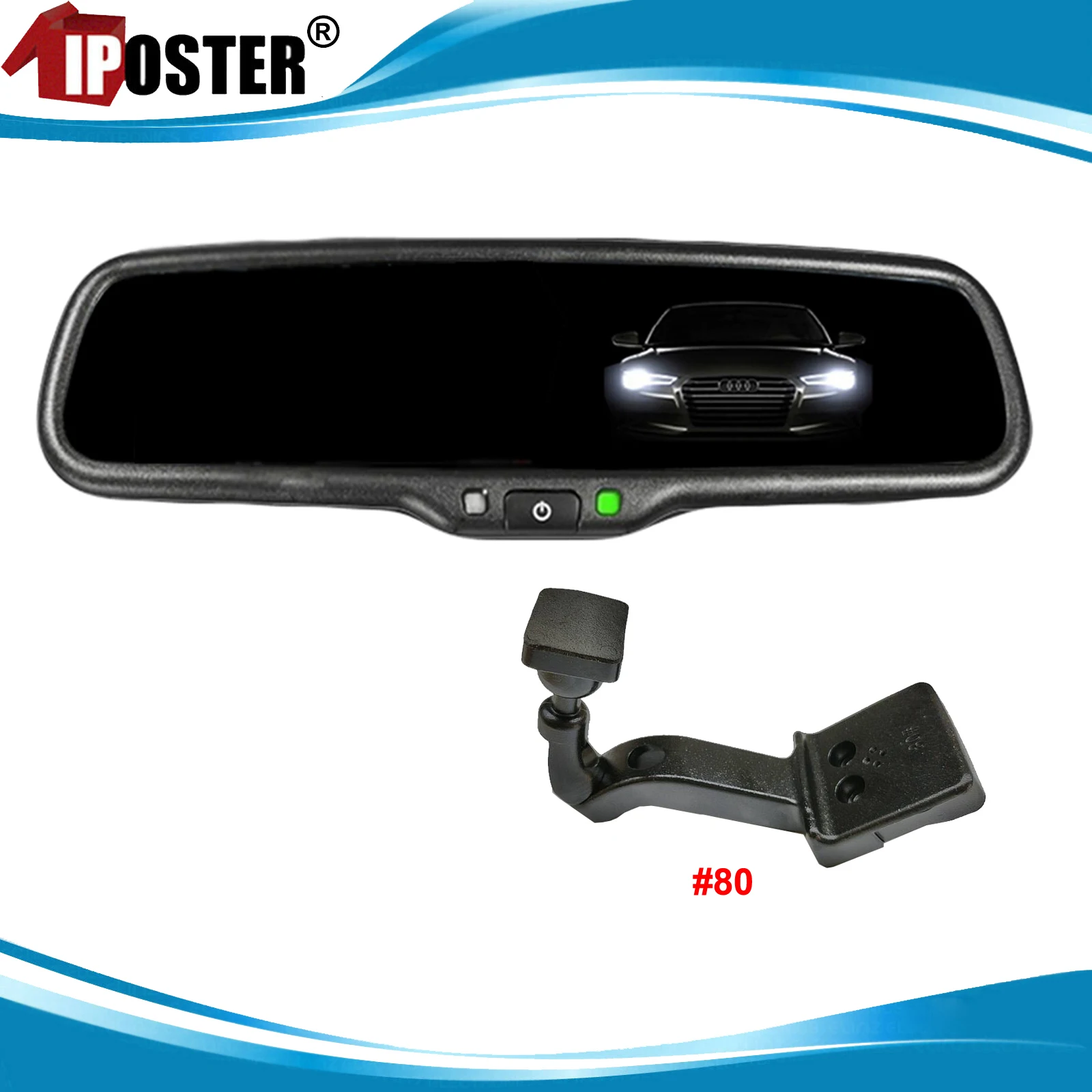 iPoster 4.3 Inch Auto Dimming Anti-glare Rearview Mirror with No80 Mount For Toyota PREVIA Land CRUISER FJ Cruiser