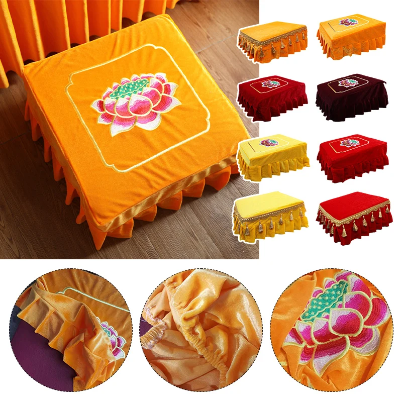 

Beautiful Velvet Tassels Lotus Pad Cover Stool Covers Buddha Temple Worship Meditation Embroidery Bless Prayer Kneel Mat Cover