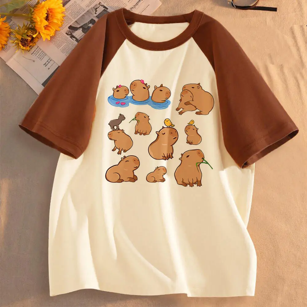 Capybara Kapibara shirt female kawaii Grunge women graphic t-shirt Comfortable University Graphic korean clothes Pastel