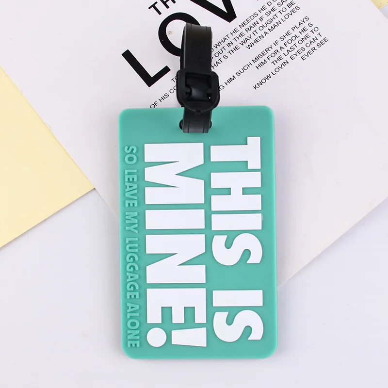 THIS IS MINE Reminder Slogan Cartoon Letter Luggage Tags PVC Boarding Identification Tags For Travelling Air Plane Check-in Tags