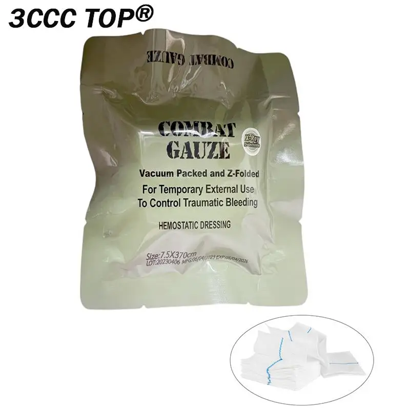 Kaolin Dressing Gauze Combat Hemostatic Emergency Trauma Soluble For Tactical Military First Aid Kit Medical Wound Dressing