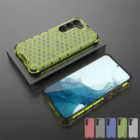 Honeycomb Shockproof For Samsung Galaxy S23 Case Armor Capa S23 Plus Ultra S22 S21 S23 FE S20 Cover Translucent TPU PC Protector