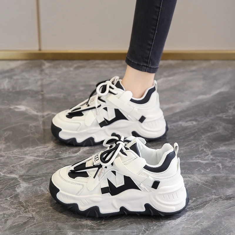 

Women's 6CM Platform Lace Up Sneakers for Women Comfortable Walking Shoes Non Slip Rubber Sole Casual Fashion Breathable