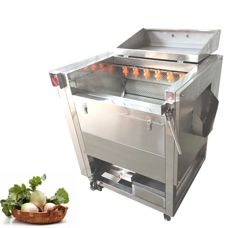 

Professional Vegetable Fruit Brush Washing Machine Chili Potato Carrot Peeling Cleaning Machine