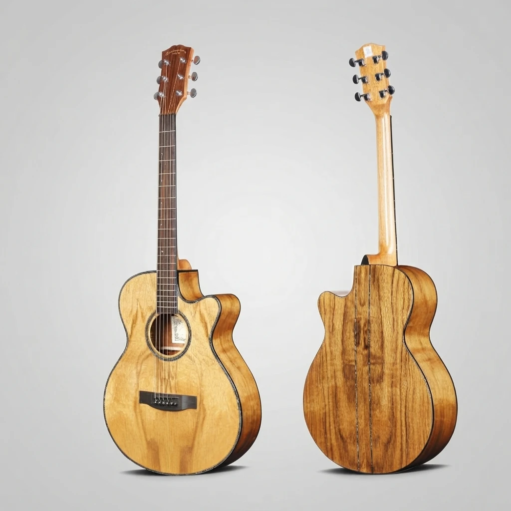 Two-Tone Zebrawood Cutaway Guitar,Spruce Top,Striped Back,Smooth Rosewood Fretboard,Gloss For Entry Players