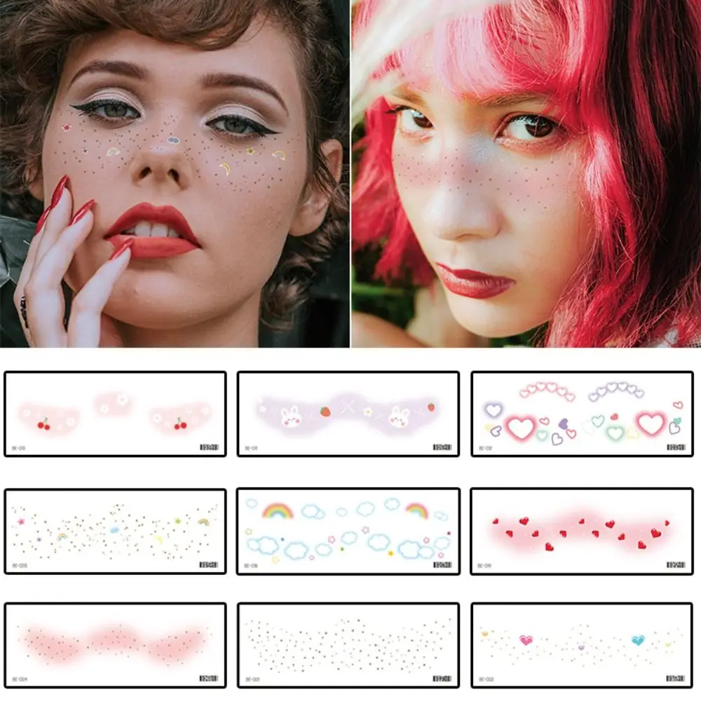 สําหรับปาร์ตี้เทศกาลดนตรีน่ารัก Face Patch กันน้ําหวานแต่งหน้า Eye Makeup Decal สติกเกอร์ใบหน้าชั่วคราว Tattoo สติกเกอร์ความงาม