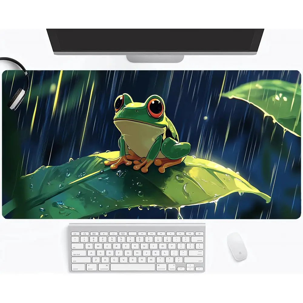 

Коврик для мыши Kawaii с изображением лягушки, для компьютера, ноутбука, аниме, для клавиатуры, большой настольный коврик, милые аксессуары для геймеров, 900x400 мм