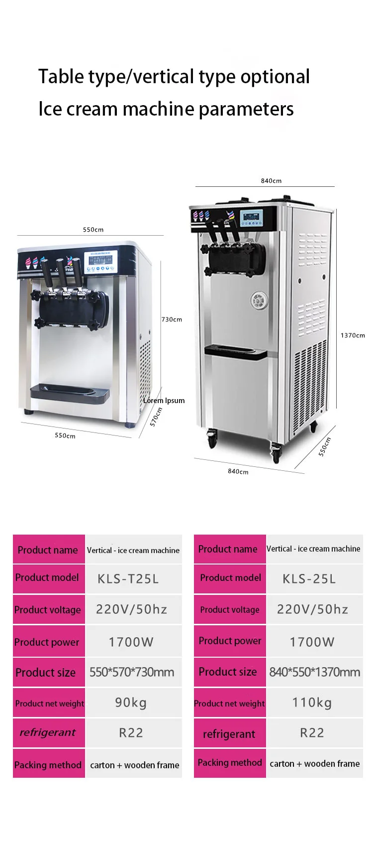 Machine à glace molle de comptoir BQL-808 avec trois assiettes