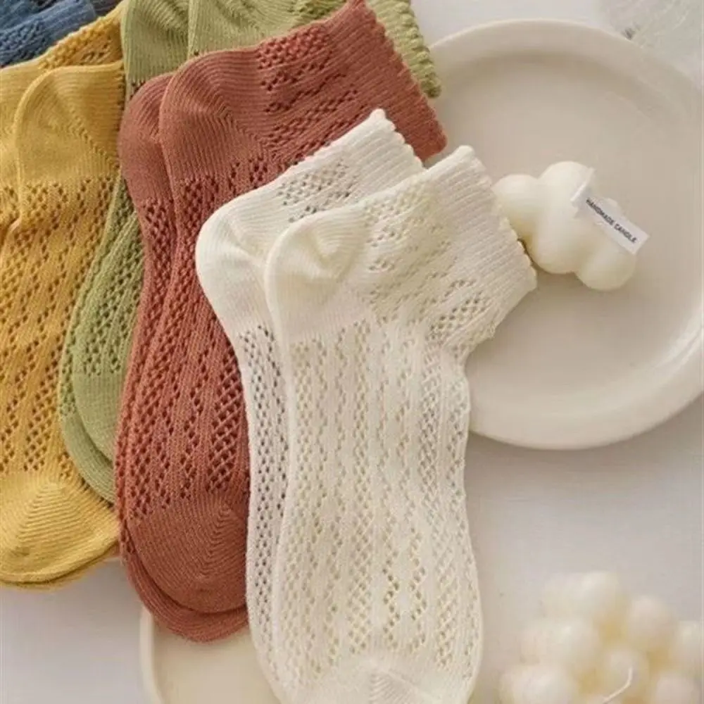2026 Summer Thin Section Socks Fashion Breathable Hollowing Out Cotton Socks Women Girl Ankle Sock Short Tube Socks