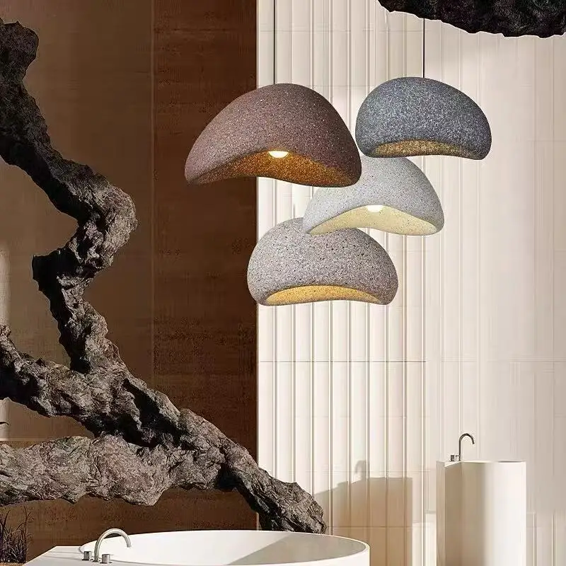 

Japanese Wabi-sabi LED Pendant Lights Reef Hat Resin Art Hand Knitted Indoor Lamps for Living Room Home Decoration Chandeliers