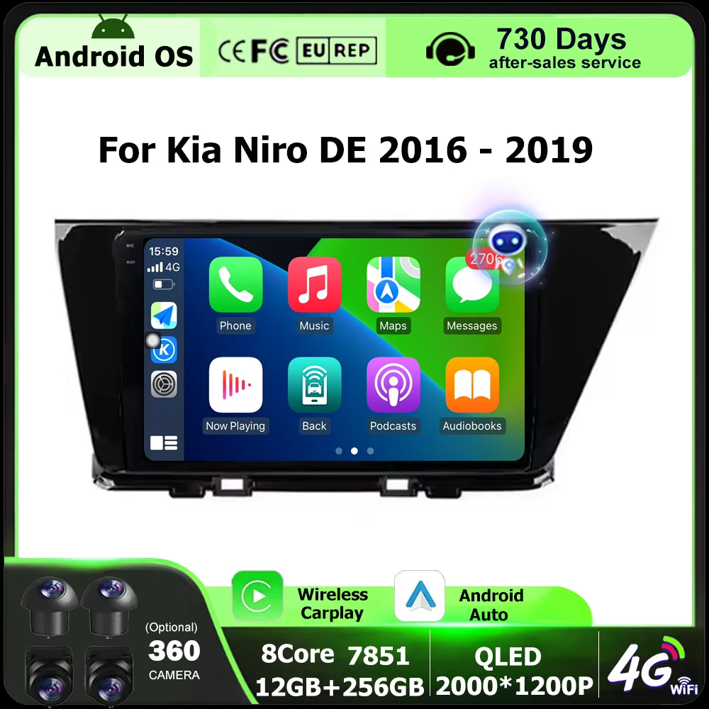 

Car Radio Multimedia Video Player Navigation GPS Tools For Kia Niro DE 2016 - 2019 Android Auto Wireless Carplay 4G BT No 2din