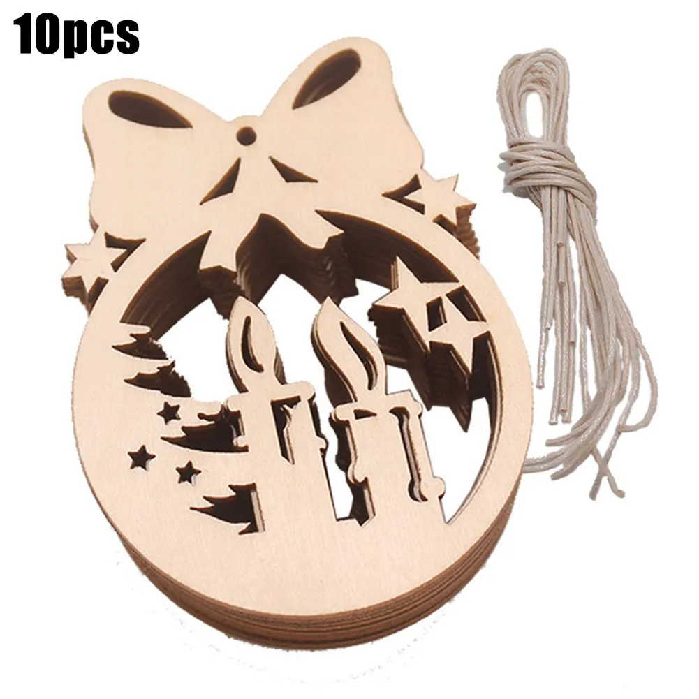 10 قطعة الأشكال الخشبية عادي الحرفية زخرفة شجرة عيد الميلاد زينة معلقة للشماعات العلامات بطاقة صنع الزينة