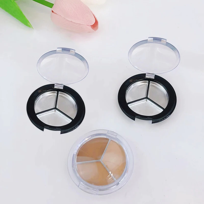 3 Grids Eyeshadow Case 36.5MM Blush Empty Lipstick Plate Box Round Shape Concealer Box Portable Cosmetics Container DIY Makeup