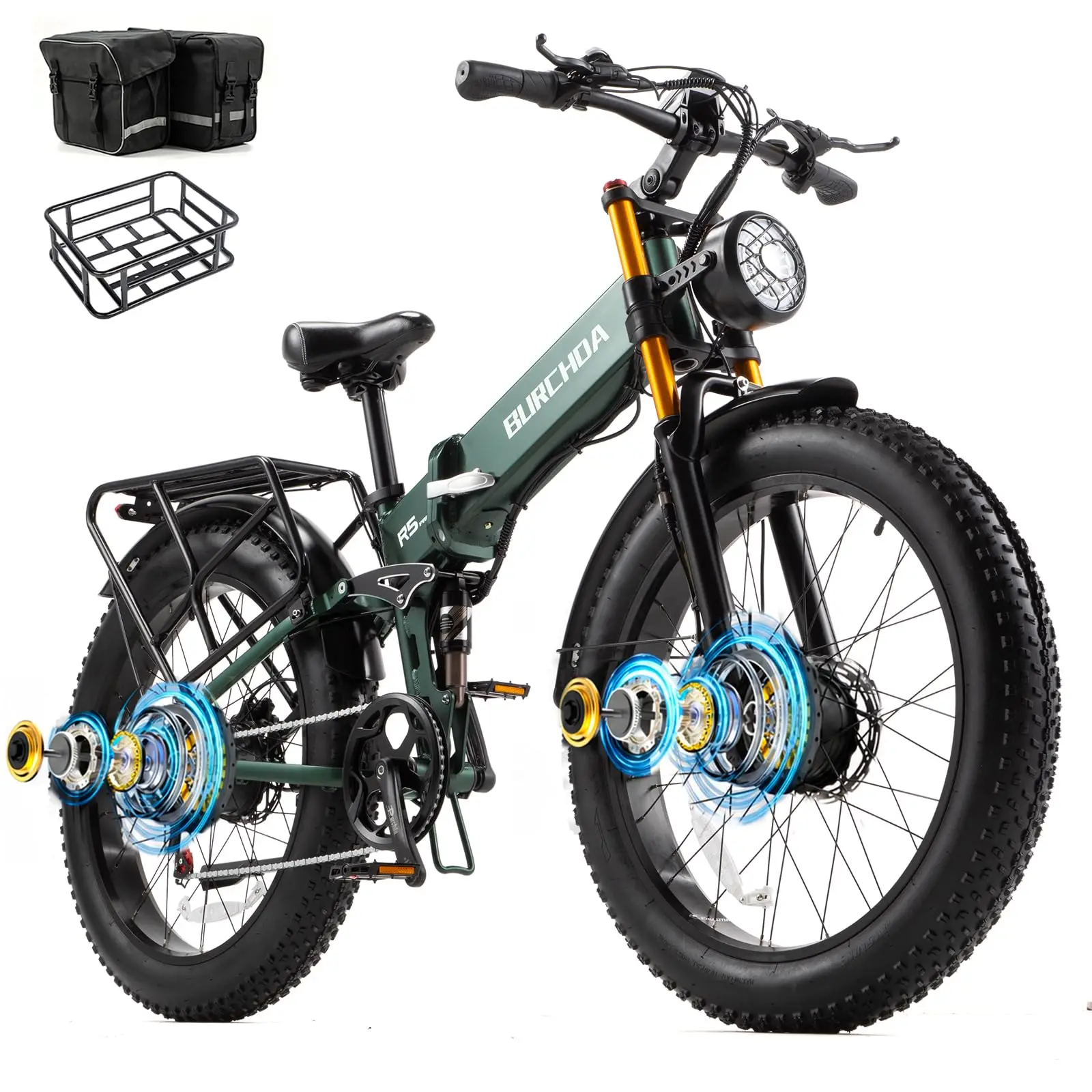 2026 Dual Motor Electric Bike for Adults AWD 5000W/3000W Peak 40 MPH/30 MPH E Dirt Bike, 52V/48V Removable Battery 65/80/150 Mil image 16