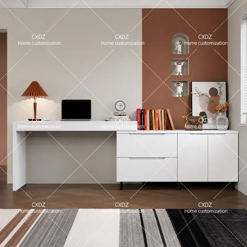 Modern Minimalist Solid Wood Desk Dresser Bedroom End of Bed Storage Cabinet Computer Table Integrated Corner Learning
