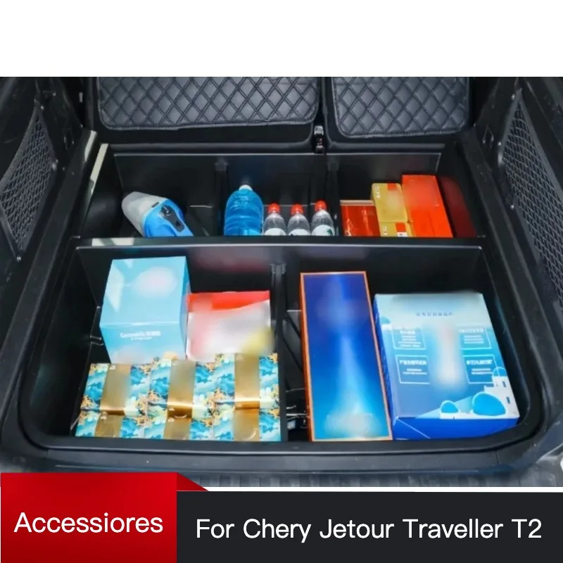 

For JETOUR Traveler T2 2023 2024 Trunk Storage Box Car Trunk Lower Layer Waterproof Hidden Storage Box Interior Parts