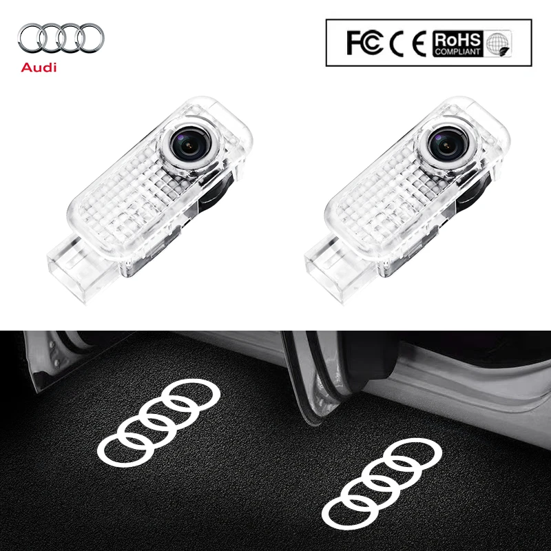 2pcs Car Door Lights Logo Projector HD Welcome Lights Accessories For Audi sline RS Q2 Q3 Q5 Q7 Q8 A3 A4 A5 A6 A7 R8 B5 B6 B7 B8