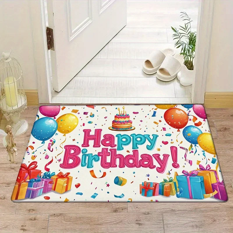 

Flannel Thickness Feet - 1pc Birthday Party Element Door Mat, Absorbent Non-Slip Durable, Suitable for Living Room Bedr