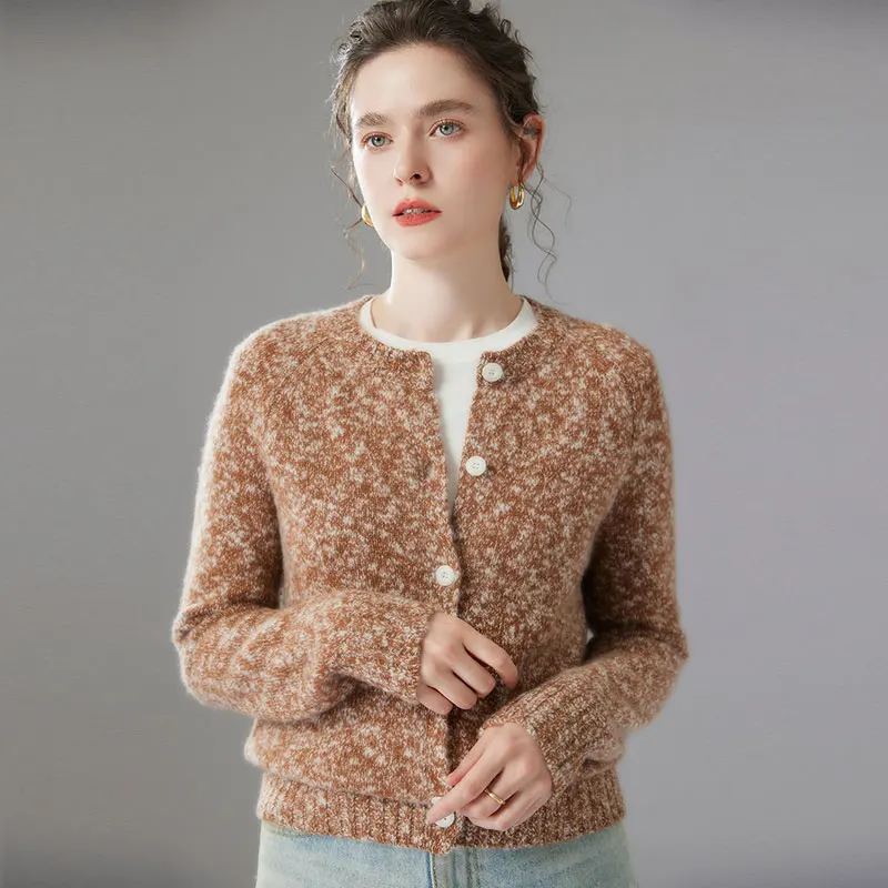 

Aliselect Роскошный женский 100% кашемировый свитер, кардиган с круглым вырезом, кашемировый трикотаж, осенне-зимние топы в стиле Grace, новинка