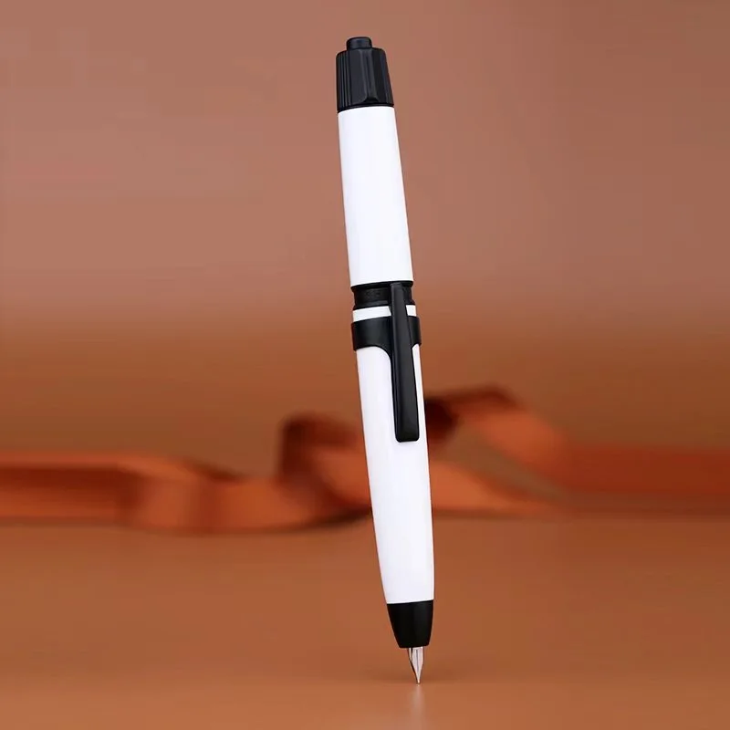 Pluma estilográfica de resina suave MAJOHN A3, prensa creativa y rotación, cuerpo de pluma de resina acrílica, convertidor de pluma de tinta de 0,4mm para regalo de escritura