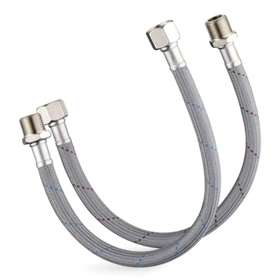 

Faucet Supply Lines Length 12" x G 3/8 Female Thread Connector Braided Nylon Extension Hoses for Bathroom Kitchen Sink Faucet H