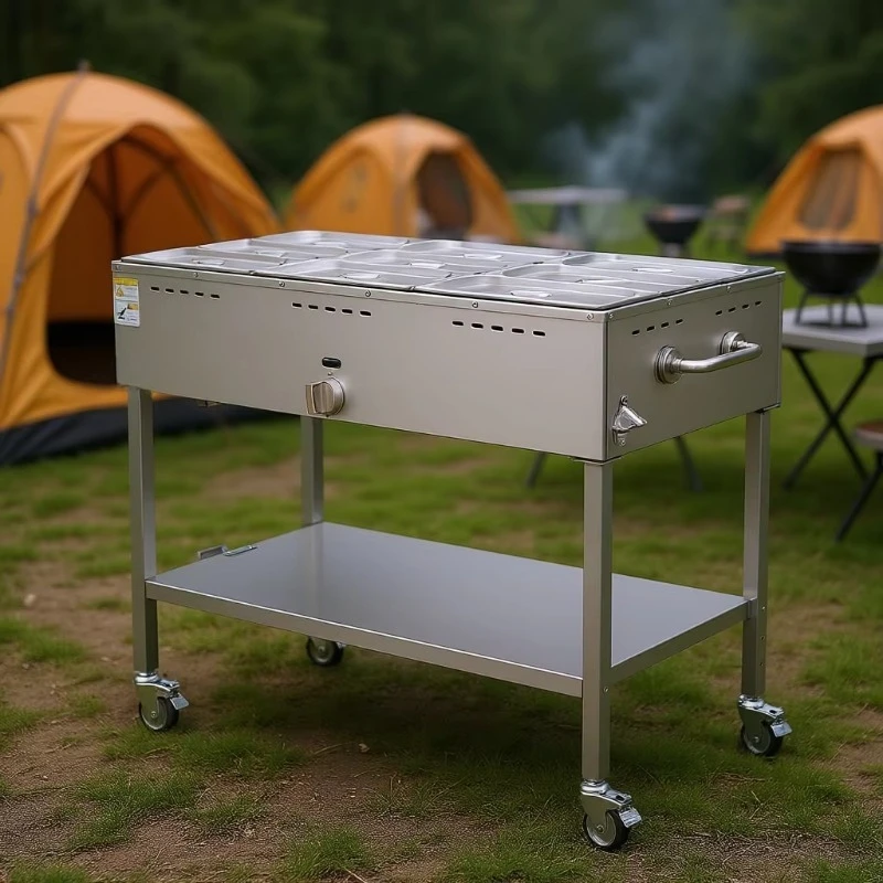 Food Heater 9-plate stainless steel steam cooker with adjustable temperature for outdoor camping and restaurant use