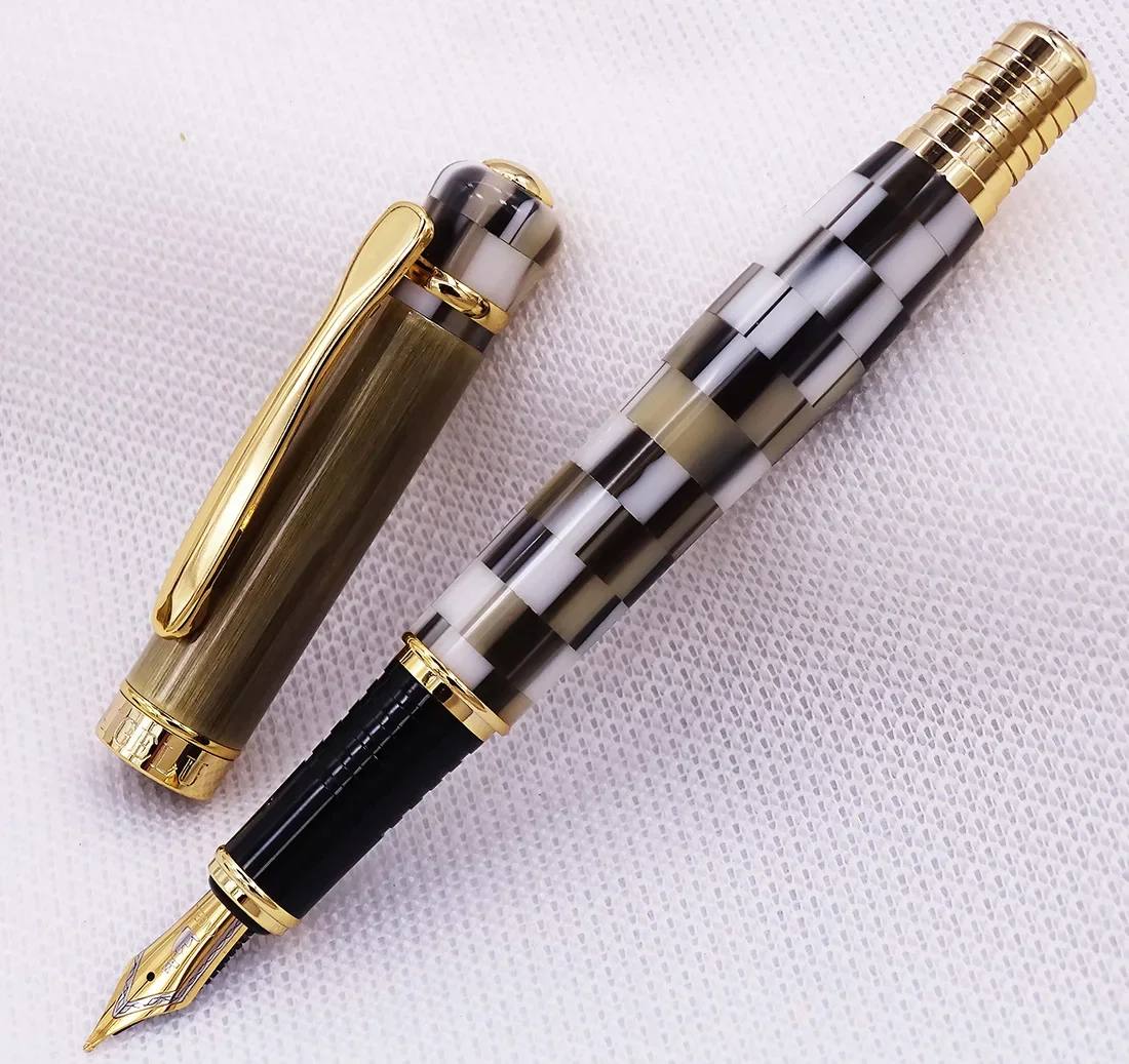 Kaigelu 316 / 336 Marble Celluloid Fountain Pen, 22KGP Medium Nib Beautiful Phantom Black-White / Blue / Borwn Pattern Gift Pen