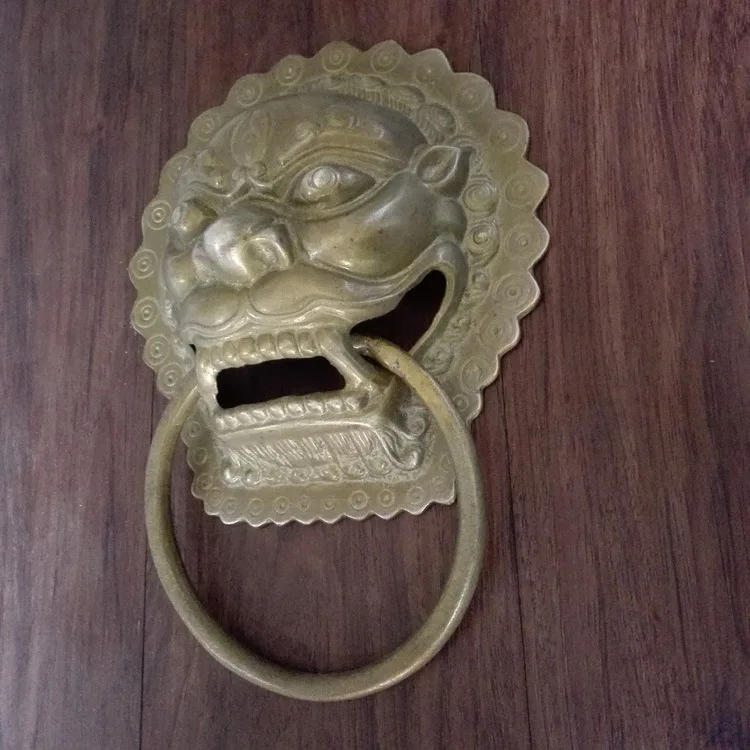 

Furniture Copper Accessories Chinese Antique Copper Beast Head Lion Head Door Ring Solid Wood Glass Door Large Handle