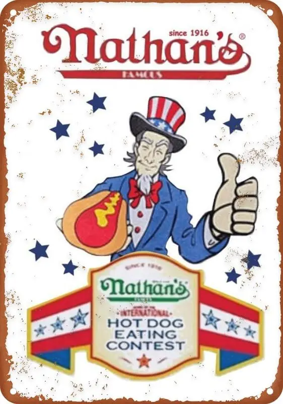 Cool Nathans Hot Dog Eating Contest 2016 Poster Metal Tin Sign Aluminum Retro Painting Print Poster Wall Decor For Home Coffee W