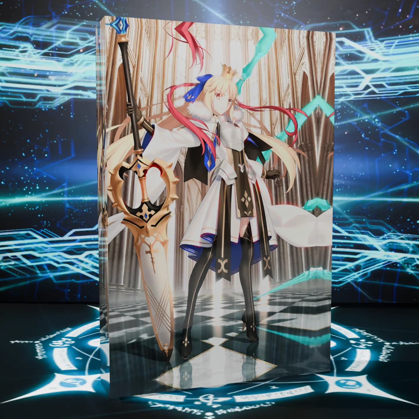 

Custom 3D Acrylic Block Fate Grand Order Altria Caster Castoria FGO Figure Stand Cubo Holografico Print Your Image Desk Decor
