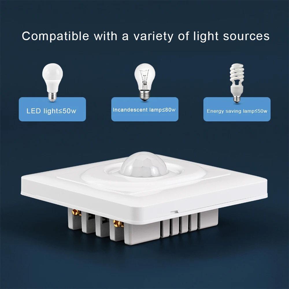 220V intelligent delay switch, two wire infrared human body induction switch, 86 type staircase infrared sensor switch