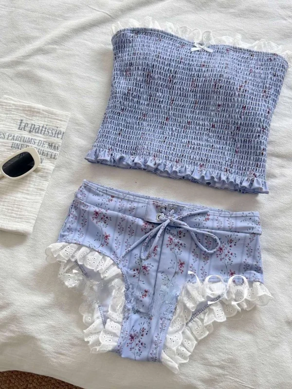 

Женский купальник-бикини Vaion Blueberry Milkake для похудения с завышенной талией и накидкой, из полиэстера