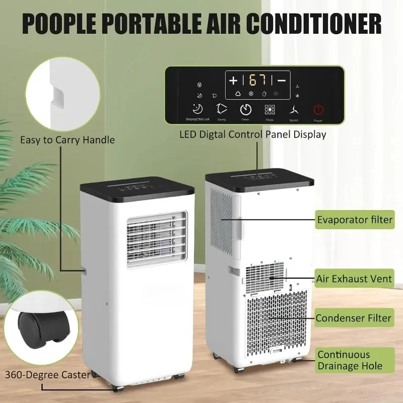 Portable Air Conditioners, Portable AC Unit with LED Display/Remote Control/Window Installation Kit/24Hrs Timer