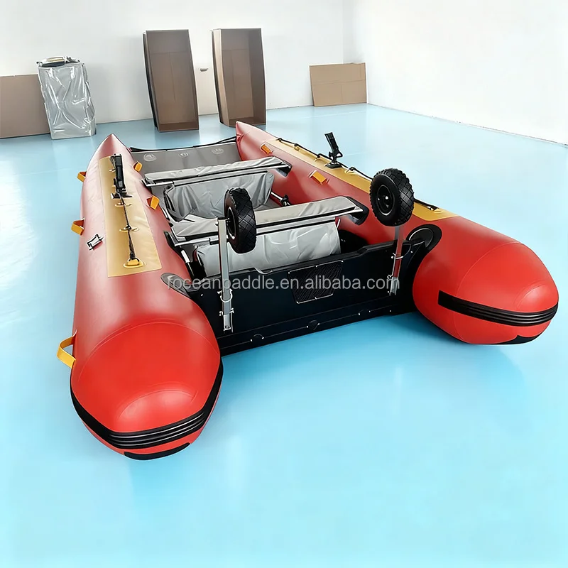 11 Ft Inflatable Catamaran Inflatable Boat Dinghy Mini Cat Boat Gray Sailboat