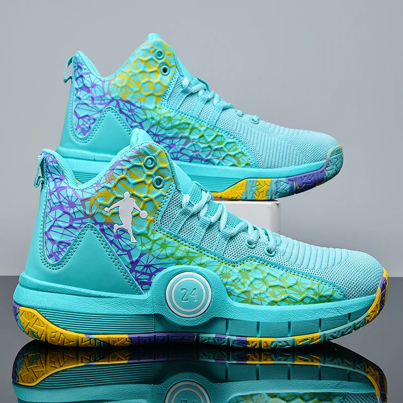 

Men‘s Basketball Shoes Anti-slip Cushioned Sneakers Women Breathable Knit High-Top Athletic Shoes Basketball Ankle Support Boots