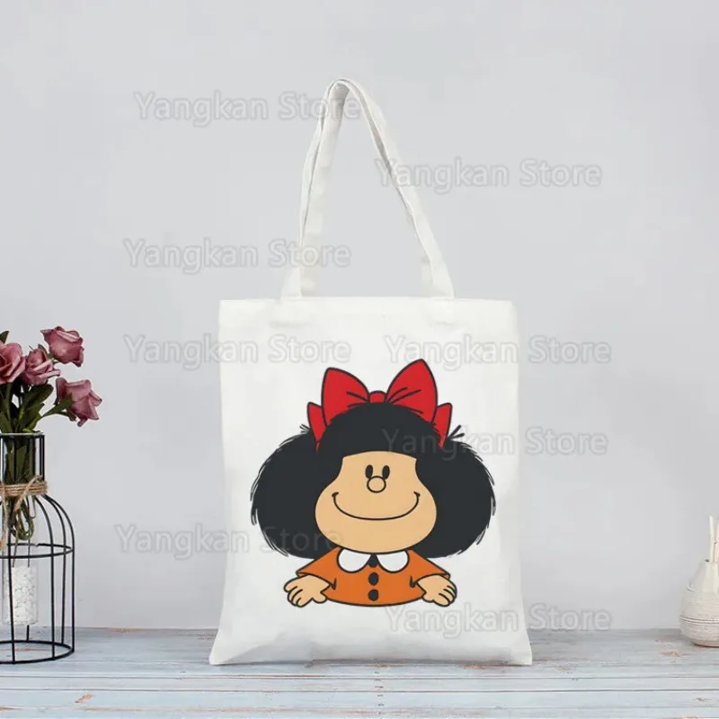 Mafalda Unisex Picnic bags Custom Canvas Tote Bag Print Daily Use Reusable Travel Casual Picnic bag