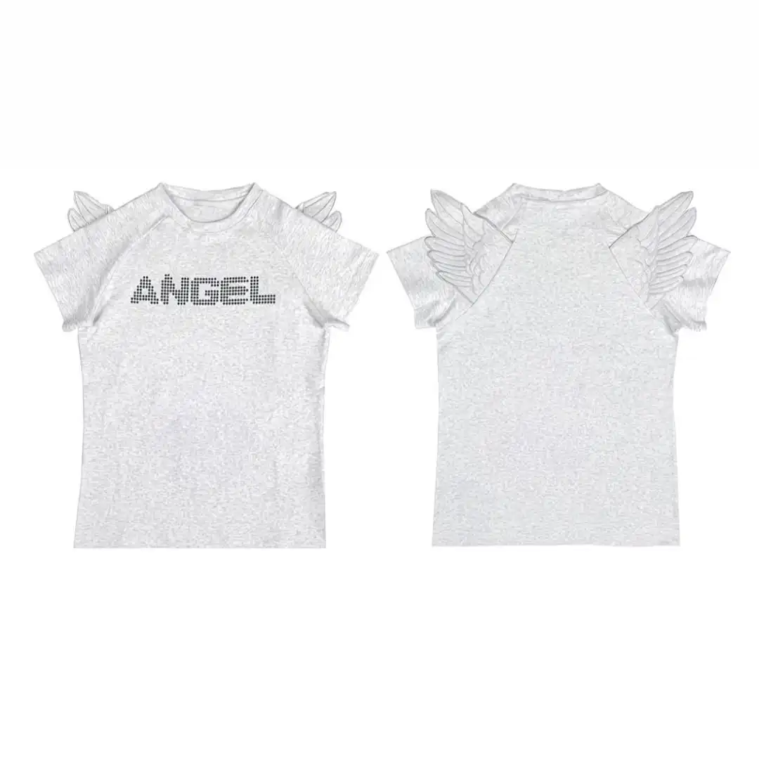 Korean Best Angel Short Sleeve T-Shirt Retro Plain White Letter Print Casual Sweatshirt Y2K American Gothic Women Harajuku Shirt