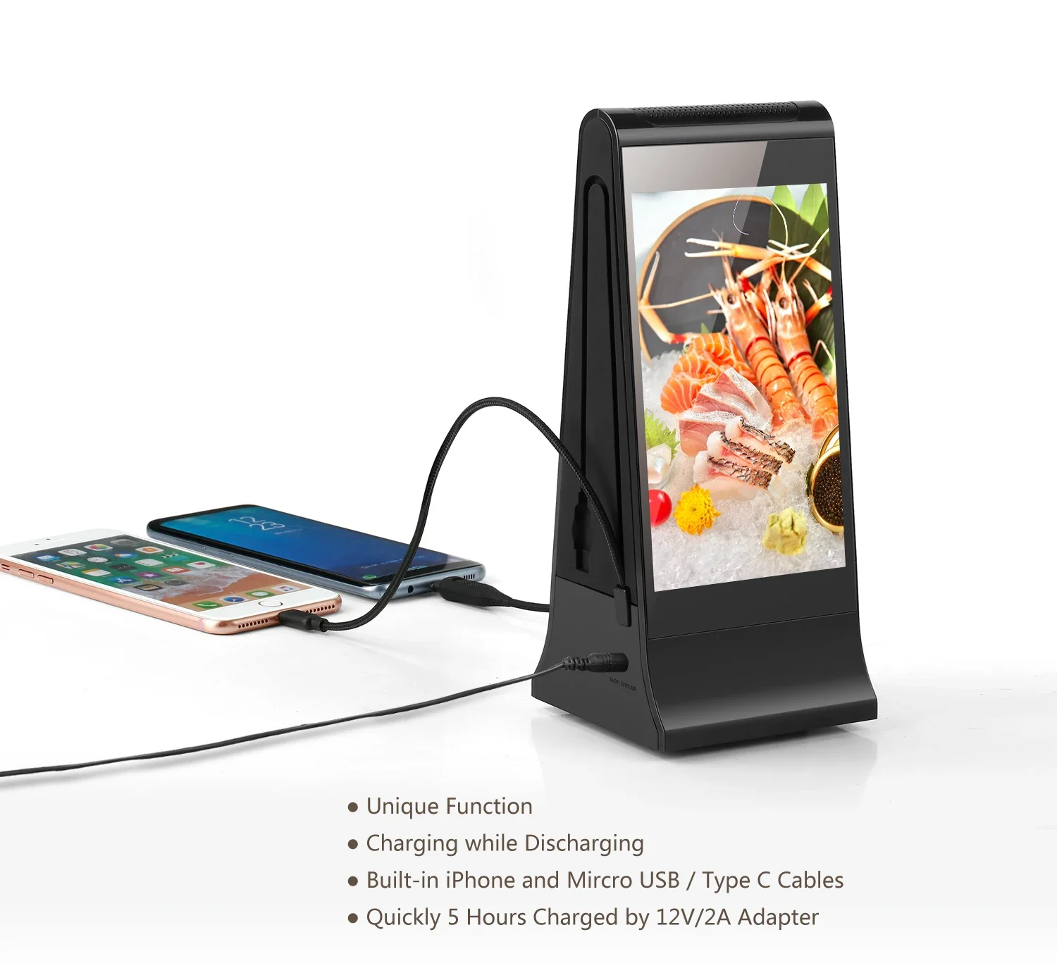 Remotely CMS Control WiFi Dual 7 Inch LCD Touch Screen Digital Menu Portable Advertising Display Restaurant Table Advertising