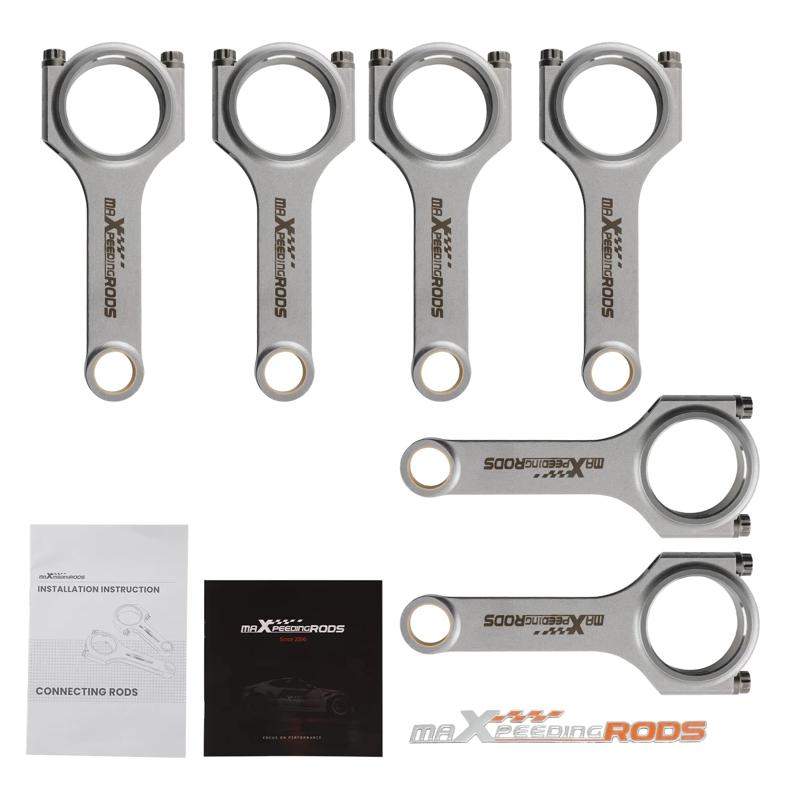 

MaXpeedingrods 6 шт. Титанизированные гоночные шатуны EN24 4340 H-Beam для BMW N54B30 E613.0