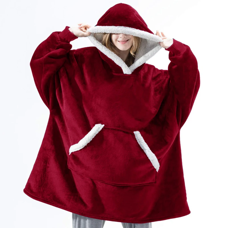 Lazy pajama pullover TV blanket outdoor anti cold clothing hooded fleece warm clothing home couple