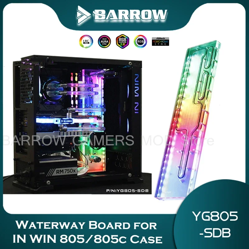 Barrow Distro Plate For IN WIN 805/805C Case, Waterway Board PC Liquid Cooling System Custom 5V MOBO YG805-SDB