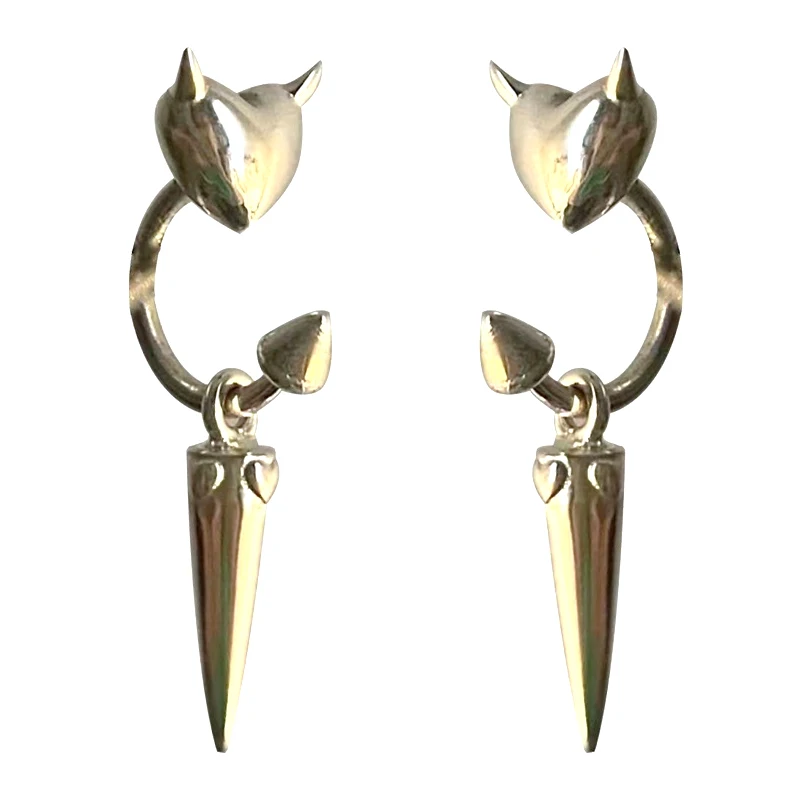 Korean Fashion Devil Heart Shaped Rivet Earrings for Women Punk Charms Geometric Earrings Goth Jewelry Cool Accessories