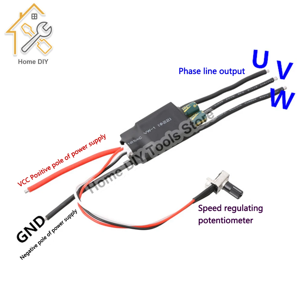 DC 7-24V 200W BLDC 3-fazowy bezszczotkowy sterownik silnika bezhalowego silnika DC Moduł regulatora prędkości z potencjometrem